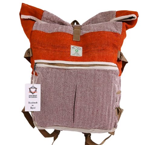 Sunset Orange Hemp Trekking Rolling Backpack