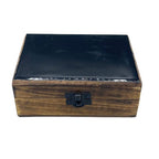 Black Medium Ceramic Glazed Wood Box