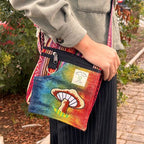 Orange Mushrooms Hemp Embroidery Mushroom Party Bag