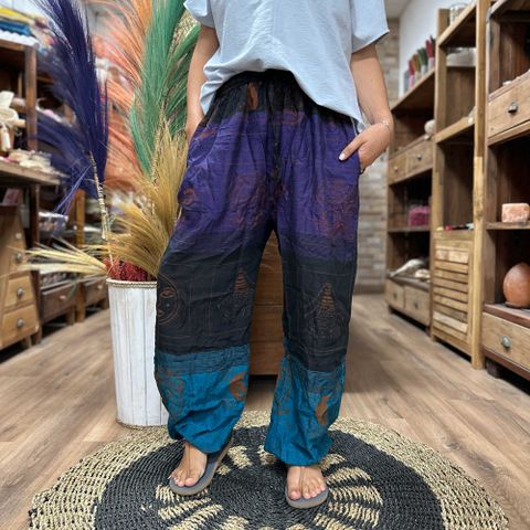 High Cross Himalayan Print on Purple Yoga and Festival Pants