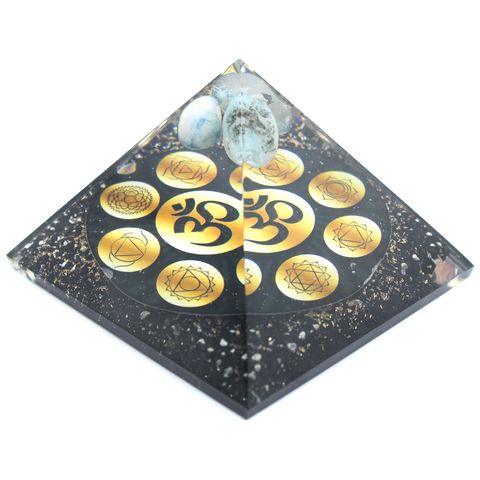Midnight Om Chakra Orgonite Pyramid  - 90mm