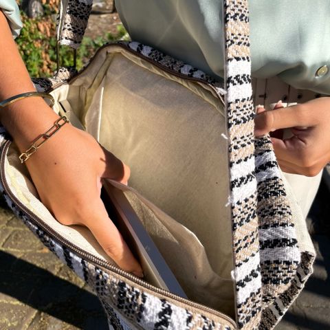 Soft Cream & Grey Soft Banjar Laptop Bag