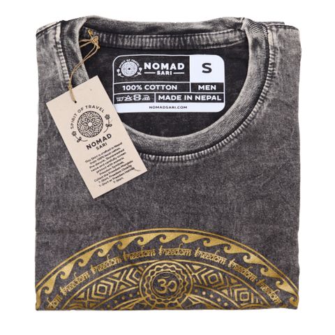 Chakra Dark Grey Stone Washed T-Shirt Small