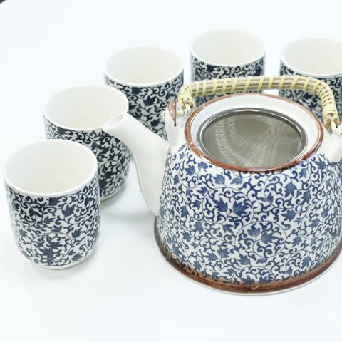 Blue Pattern Herbal Teapot Set