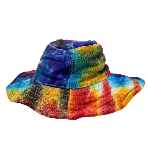 Tie Dye Patched and Wired Hemp & Cotton Boho Festival Hat