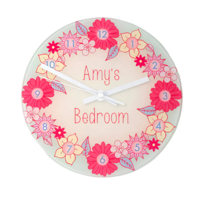 Eleanoras Personalised Flower Garland Wall Clock Clocks