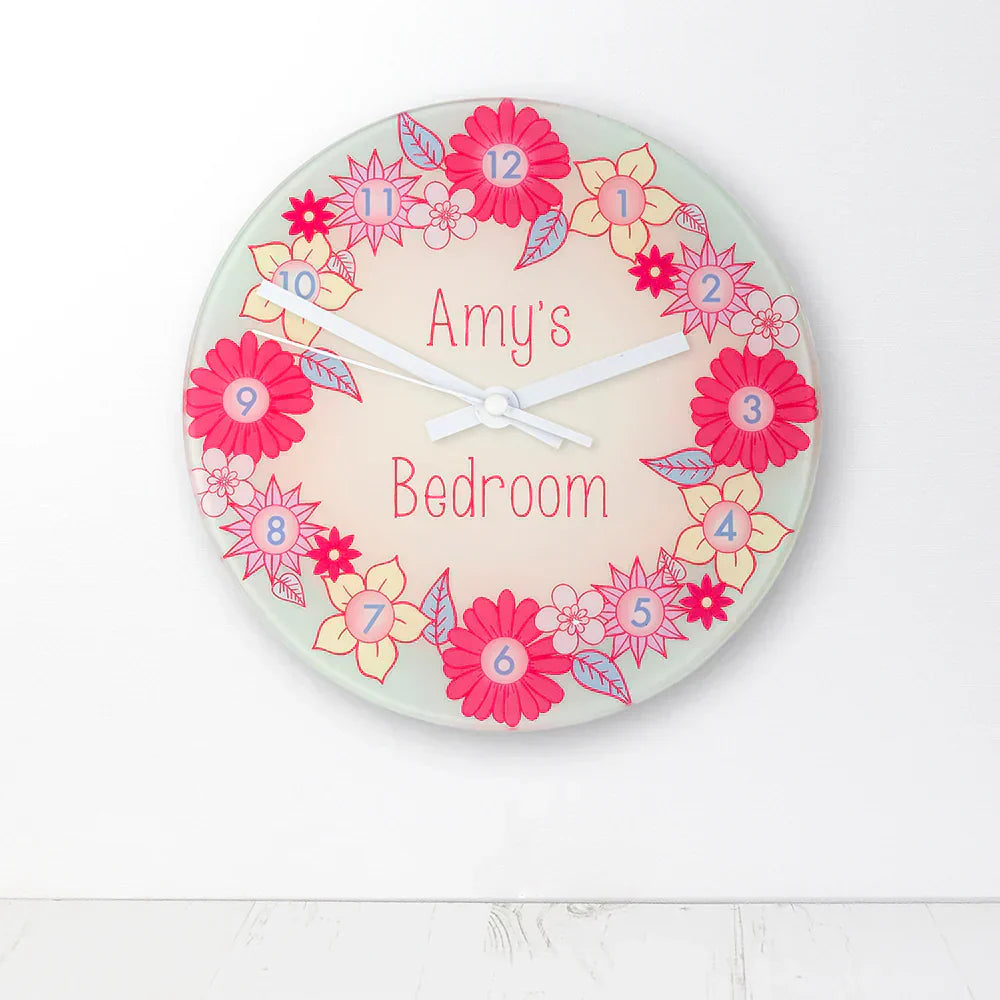 Eleanoras FLOWER GARLAND PERSONALISED WALL CLOCK Clocks