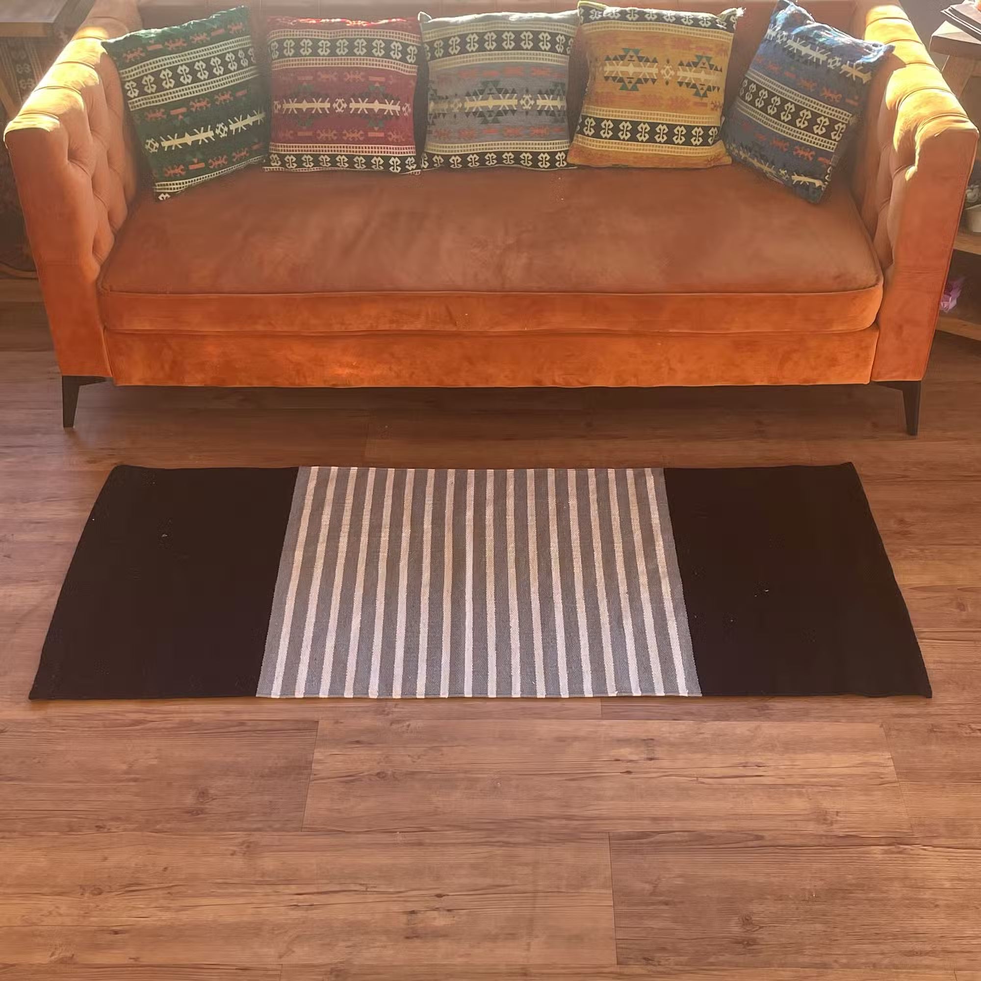 Black / Grey Indian Cotton Rug