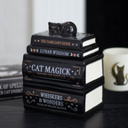 The Familiar's Library — Black Cat Book Stack Oil Burner