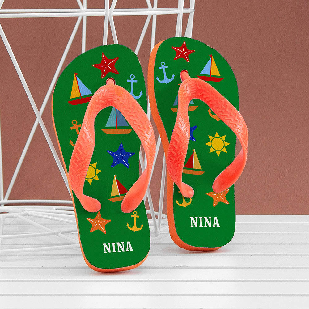 Eleanoras FUN AT THE BEACH KIDS PERSONALISED FLIP FLOPS 