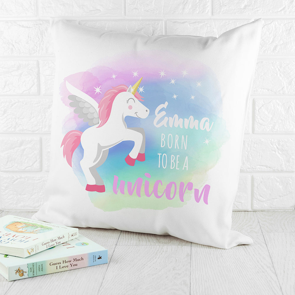 Eleanoras Personalised Born To Be A Unicorn Cushion Cover Cushions & Covers