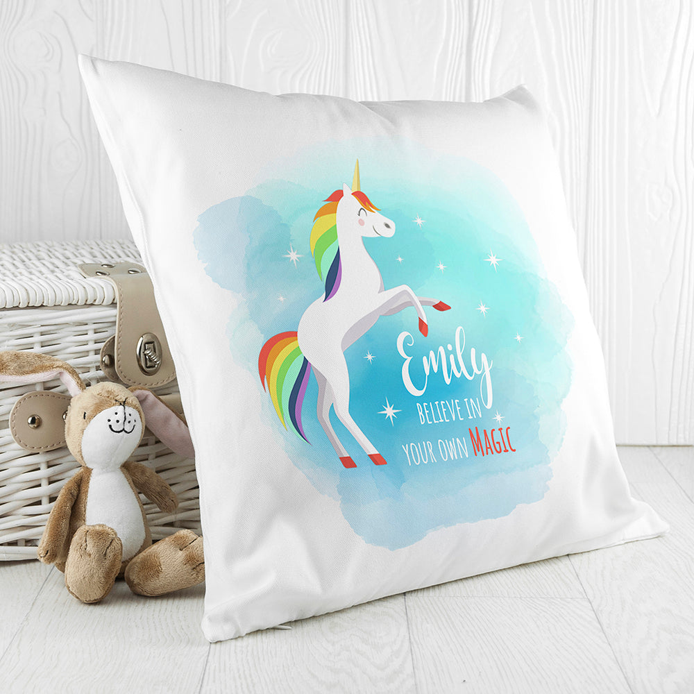 Eleanoras Personalised Rainbow Unicorn Cushion Cover Cushions & Covers