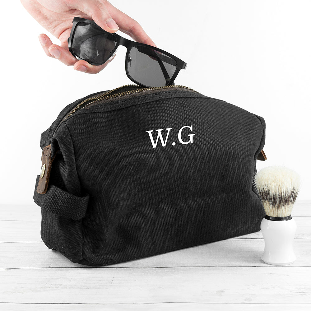 Eleanoras Personalised Men's Waxed Wash Bag Make Up & Wash Bags