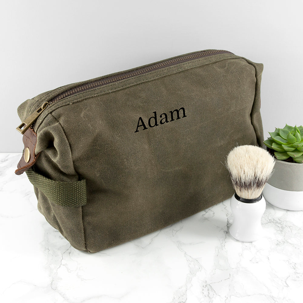 Eleanoras Personalised Men's Waxed Wash Bag Make Up & Wash Bags