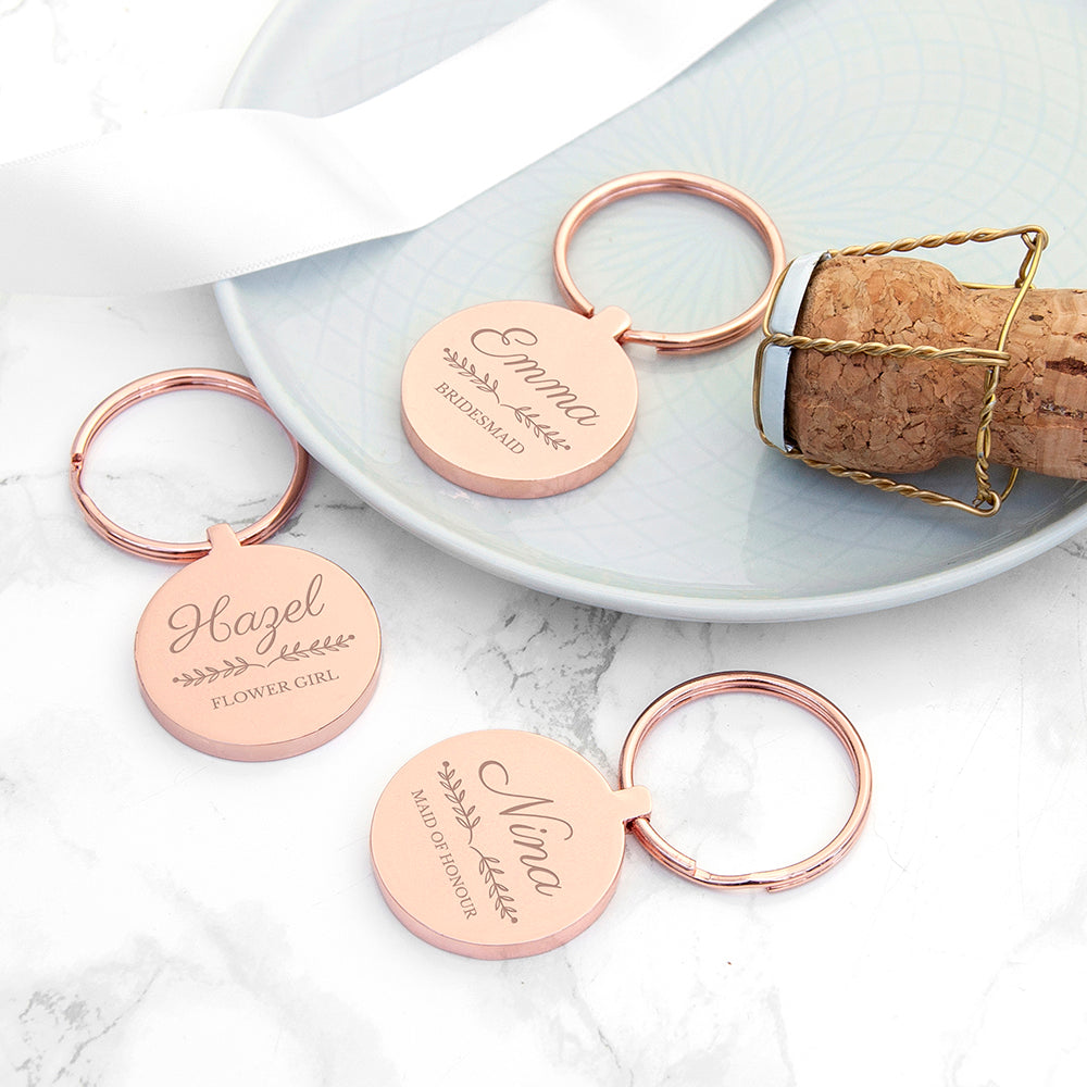 Eleanoras Personalised Bridal Party Rose Gold Keyring Keyrings