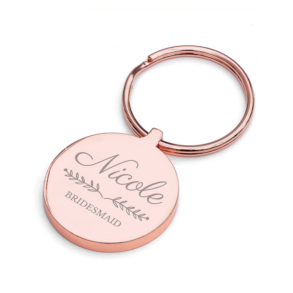 Eleanoras Personalised Bridal Party Rose Gold Keyring Keyrings