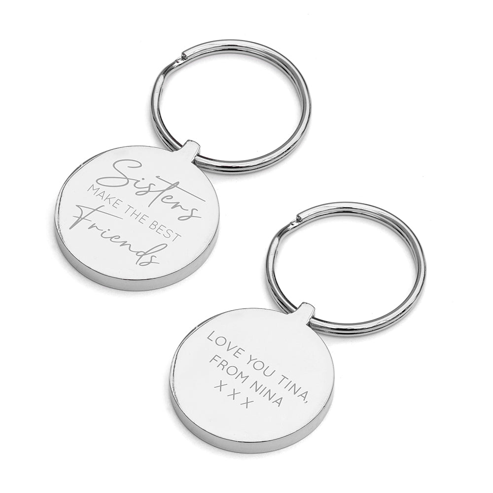 SISTERS PERSONALISED ROUND KEYRING