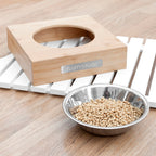 Eleanoras Personalised Bamboo Pet Bowl with Metal Tag Pet Bowls