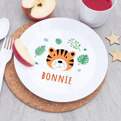 Eleanoras KIDS JUNGLE ANIMAL PERSONALISED PLASTIC PLATE BOWLS & PLATES