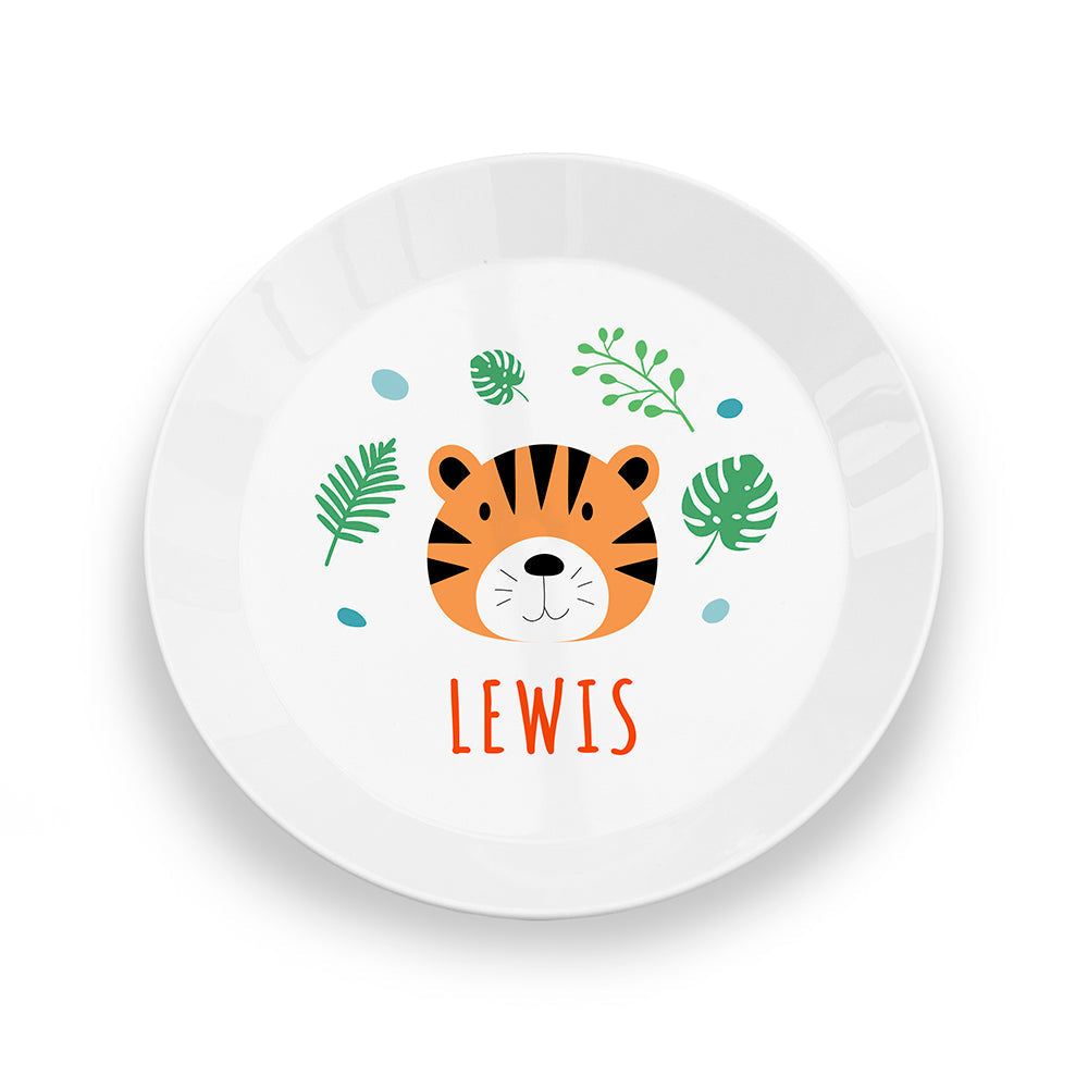 Eleanoras KIDS JUNGLE ANIMAL PERSONALISED PLASTIC PLATE BOWLS & PLATES