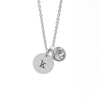 Eleanoras April Monogram Silver Birthstone Crystal & Disc Necklaces