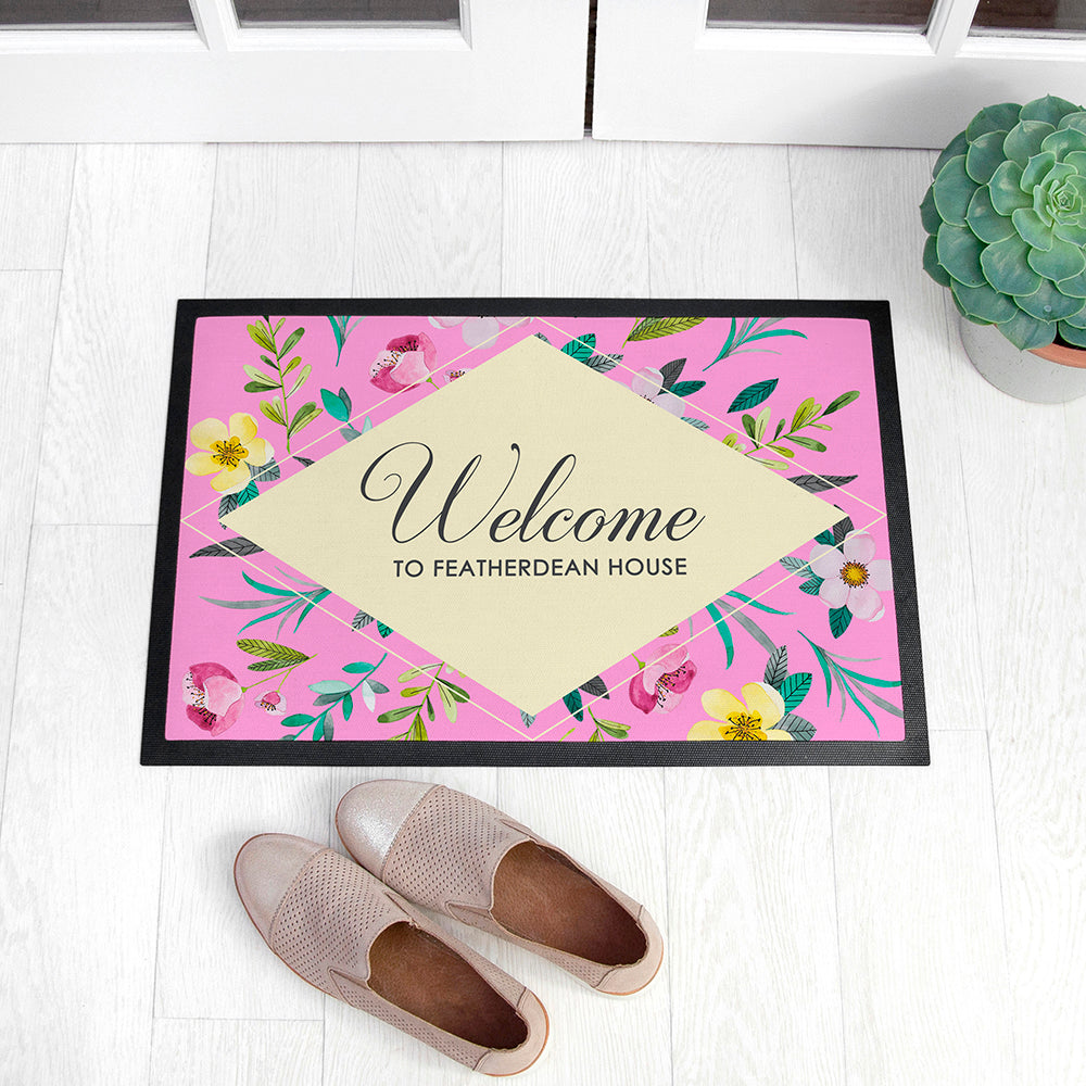 Eleanoras FLORAL PERSONALISED INDOOR DOORMAT Indoor Doormats