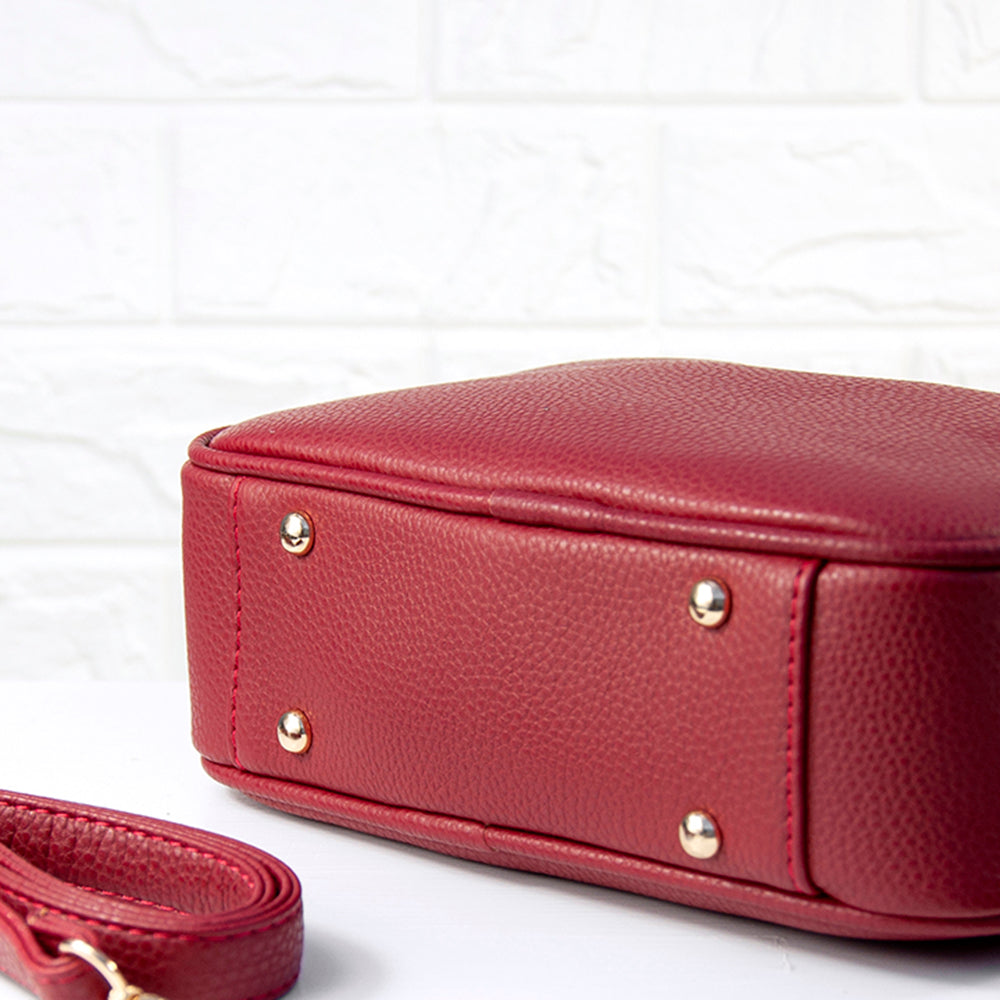 Vegan Leather Crossbody Bag in Red