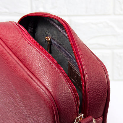 Vegan Leather Crossbody Bag in Red