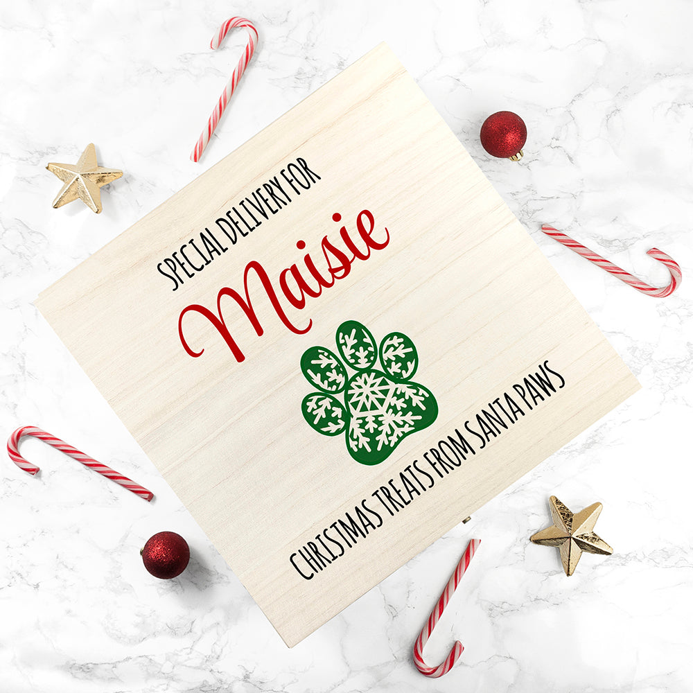 Personalised Pet Paw Christmas Treats Box