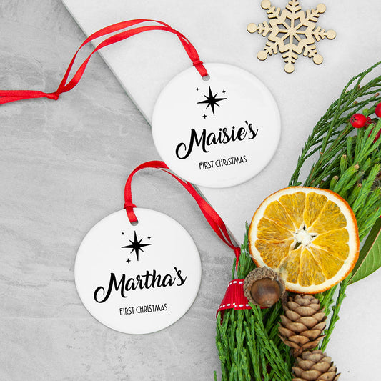 MINIMALIST FIRST CHRISTMAS PERSONALISED ORNAMENT