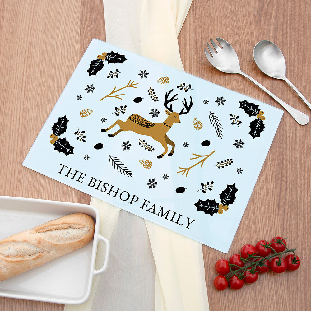 Eleanoras Personalised Nordic Woodland Rectangular Chopping Board Chopping Boards