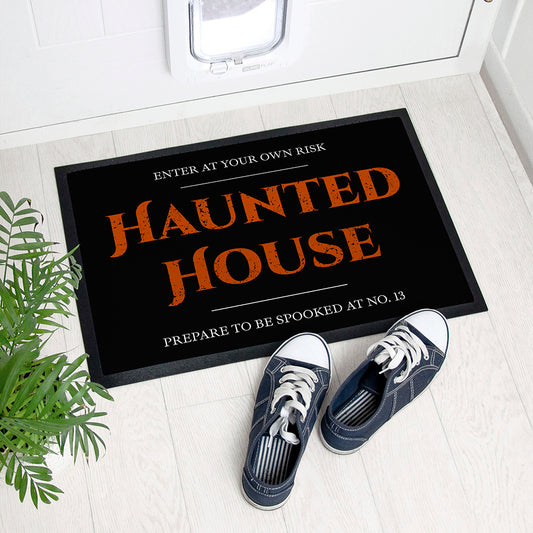 HAUNTED HOUSE PERSONALISED INDOOR DOORMAT