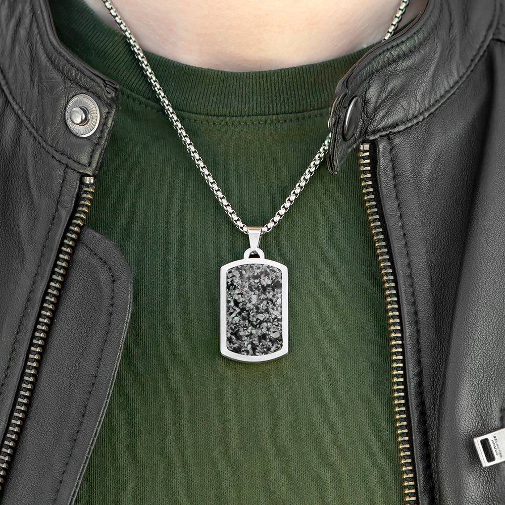Eleanoras Mens Snowflake Obsidian Dog Tag Necklace 