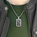 Eleanoras Mens Snowflake Obsidian Dog Tag Necklace 