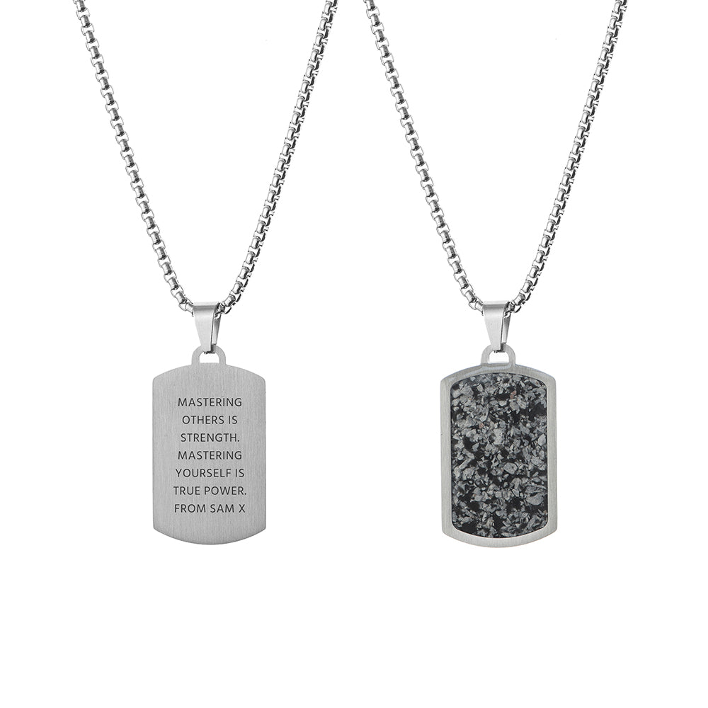 Eleanoras Mens Snowflake Obsidian Dog Tag Necklace 