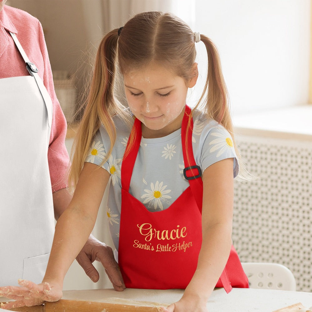 Eleanoras SANTAS LITTLE HELPER PERSONALISED RED APRON Aprons