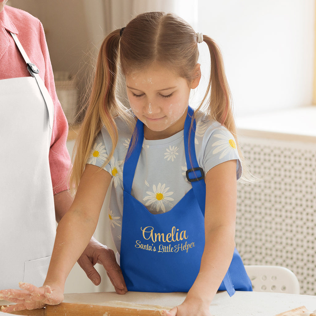 Eleanoras Personalised Santas Little Helper Blue Apron Aprons