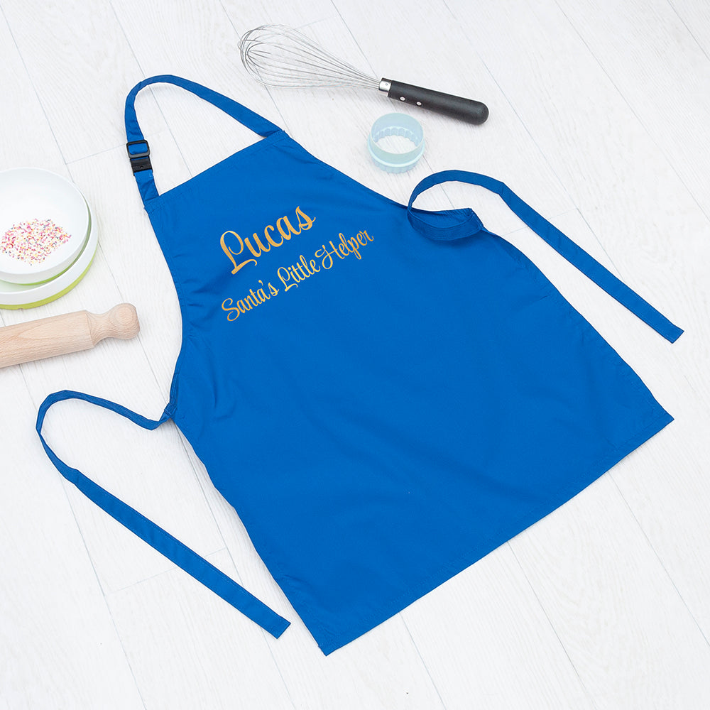 Eleanoras Personalised Santas Little Helper Blue Apron Aprons