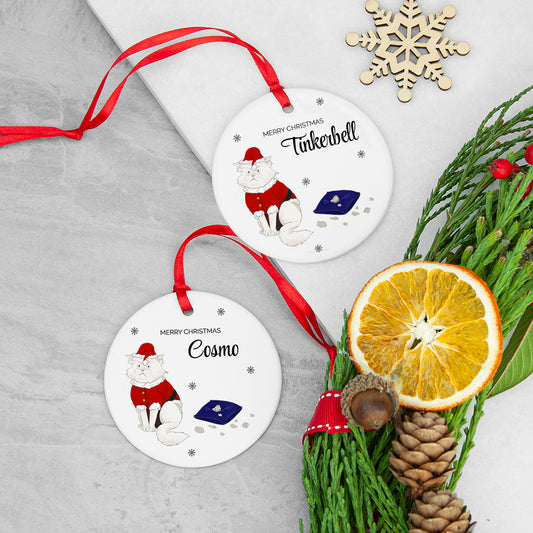 CAT PERSONALISED CHRISTMAS ORNAMENT