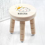 Eleanoras Personalised Smiling Cloud Wooden Stool Kids Stools