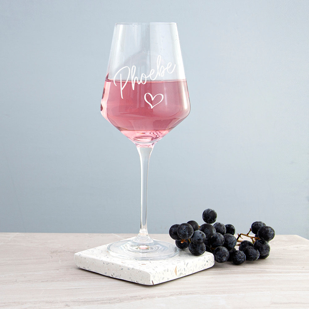 Eleanoras Personalised Love Heart Wine Glass Glassware