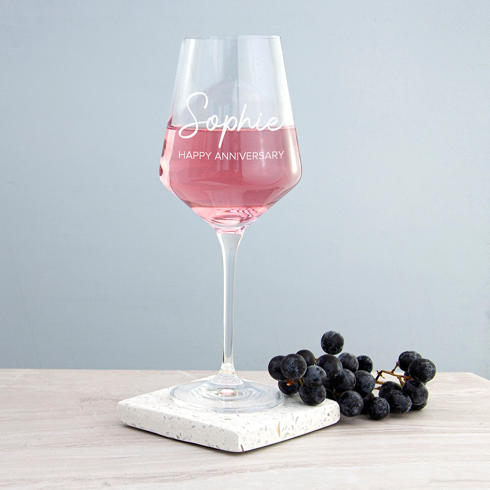 Eleanoras Personalised Anniversary Wine Glass Glassware