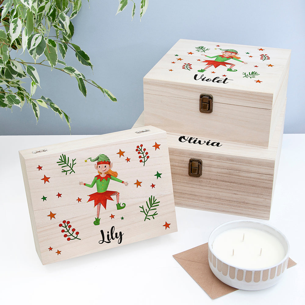 GIRL ELF PERSONALISED CHRISTMAS EVE BOX  from Eleanoras