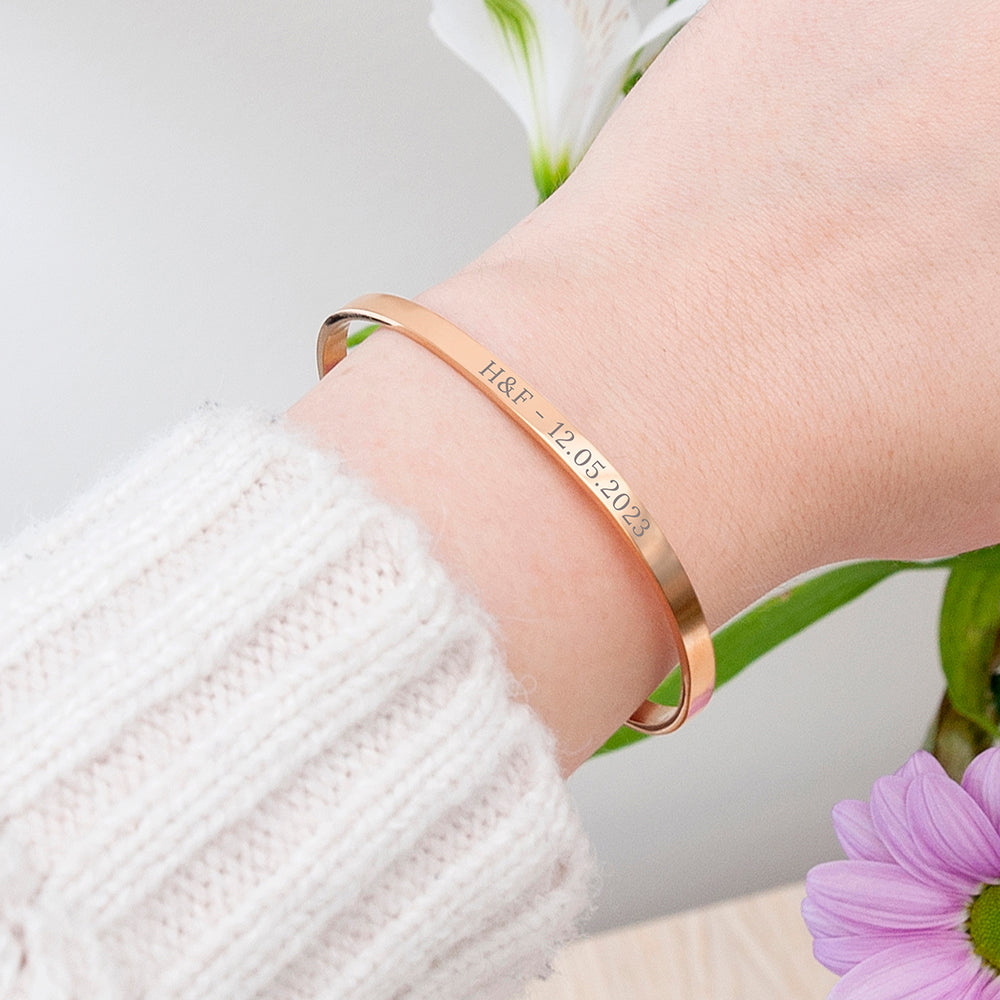 Eleanoras Personalised Rose Gold Affirmation Bangle Bracelet Jewellery