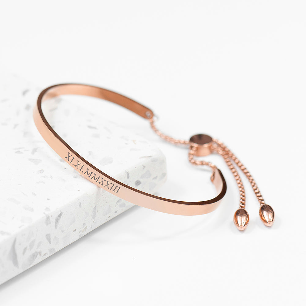 Eleanoras Personalised Rose Gold Affirmation Bangle Bracelet Jewellery