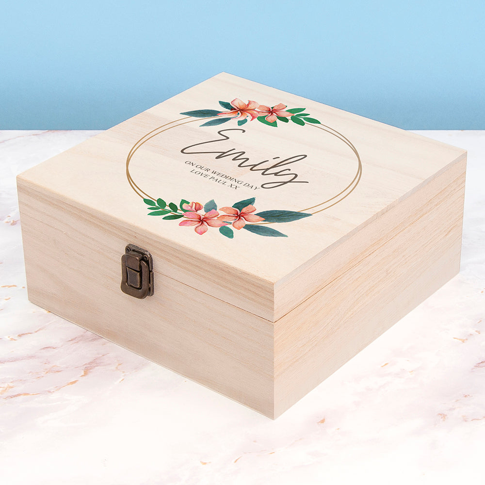 Eleanoras SWEET PEA FLORAL PERSONALISED KEEPSAKE BOX MEDIUM Boxes & Chests