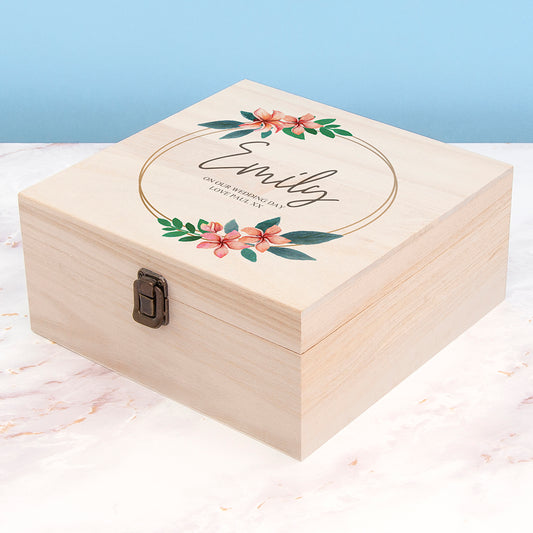 SWEET PEA FLORAL PERSONALISED KEEPSAKE BOX MEDIUM Boxes & Chests from Eleanoras