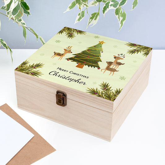 PLAYFUL REINDEERS PERSONALISED CHRISTMAS EVE BOX MEDIUM CHRISTMAS EVE BOXES from Eleanoras