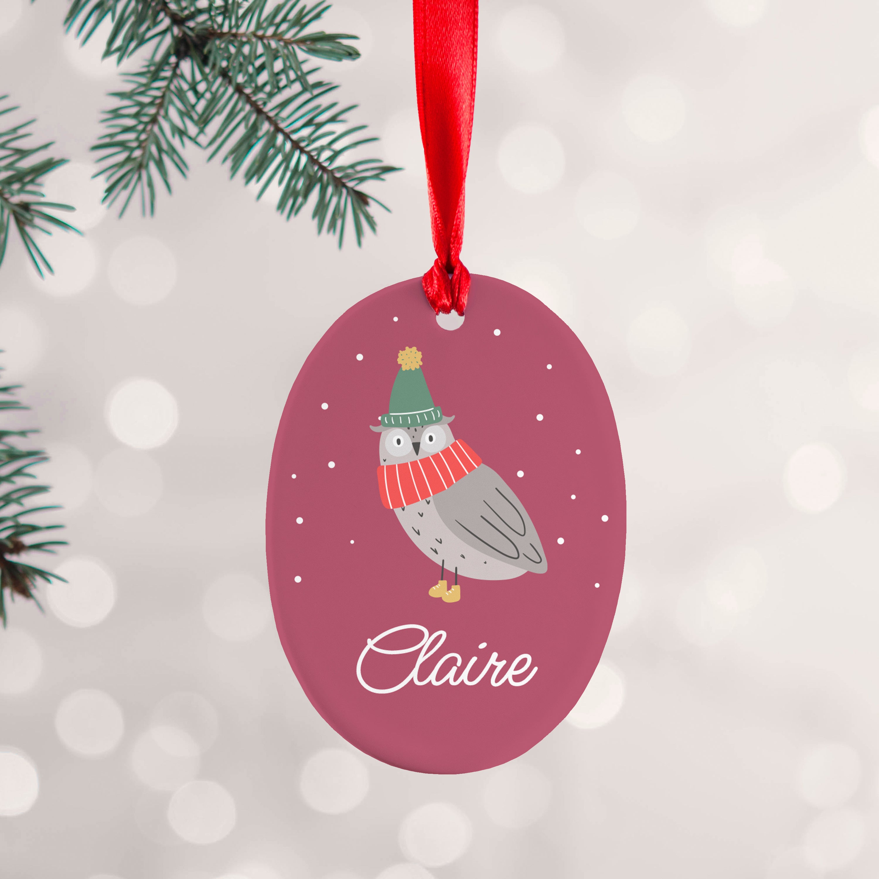 Eleanoras Personalised Winter Owl Decoration Christmas Baubles & Decorations