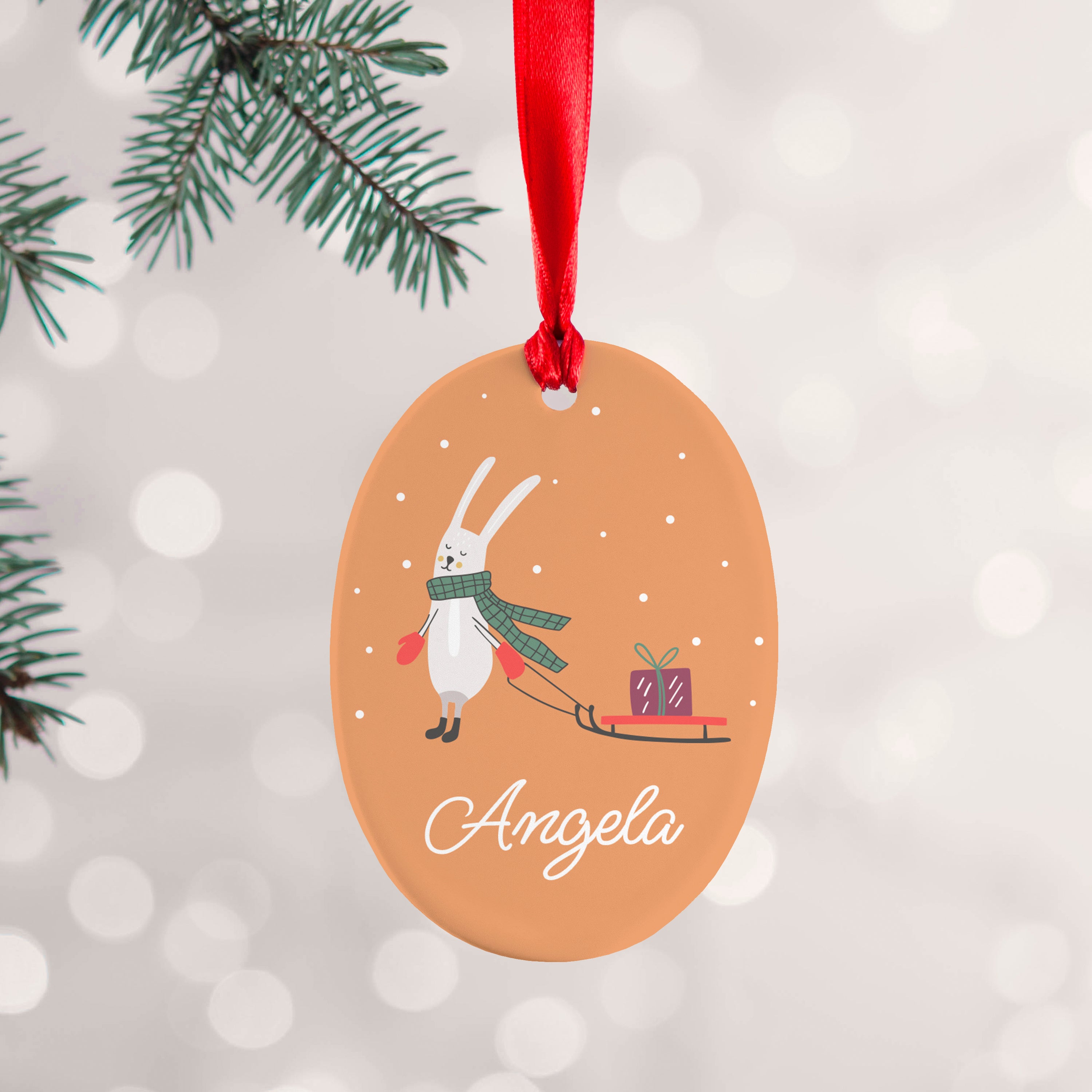 Eleanoras Personalised Sleigh Rabbit Decoration Christmas Baubles & Decorations